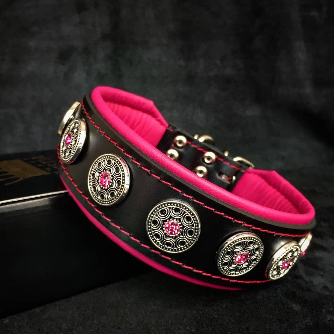 BESTIA Bijou Lederhalsband – Schwarz/Rosé