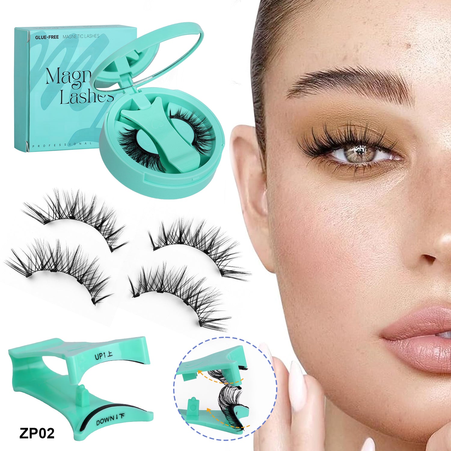 Magnetische Wimpern ZP02 Sanftes Cat-Eye, 2 Sets