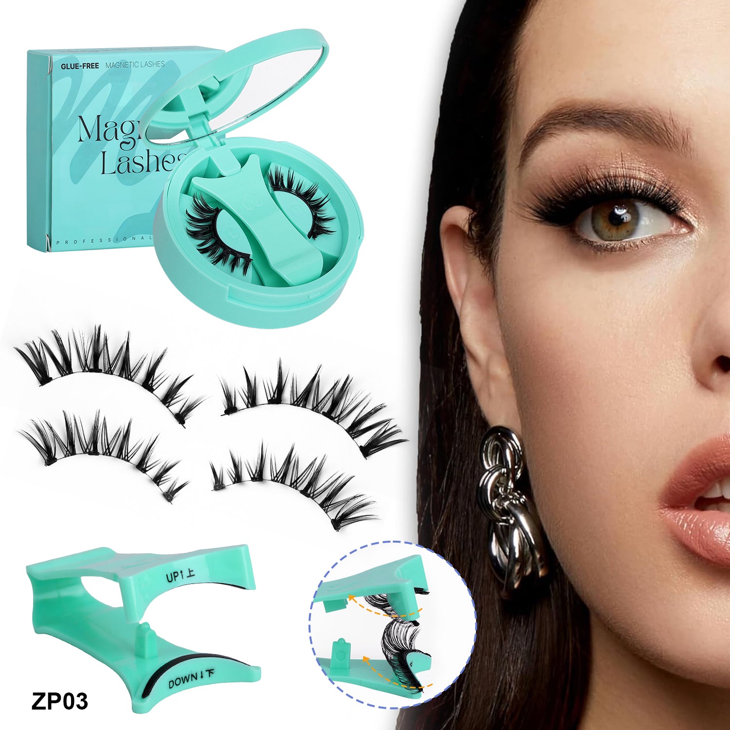 Magnetische Wimpern ZP03 Definiertes Cat-Eye, 2 Sets