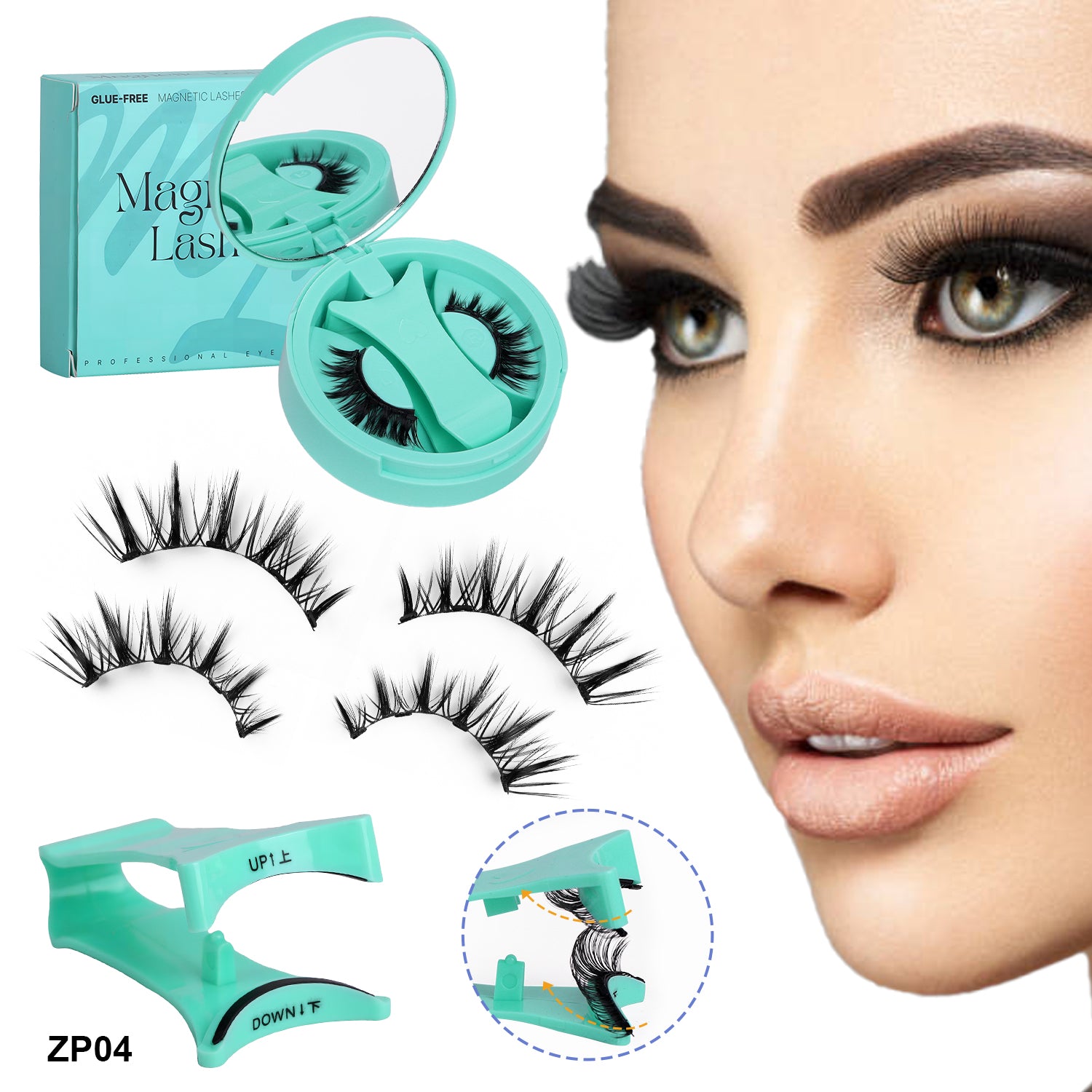 Magnetische Wimpern ZP04 Intensives Cat-Eye, 2 Sets