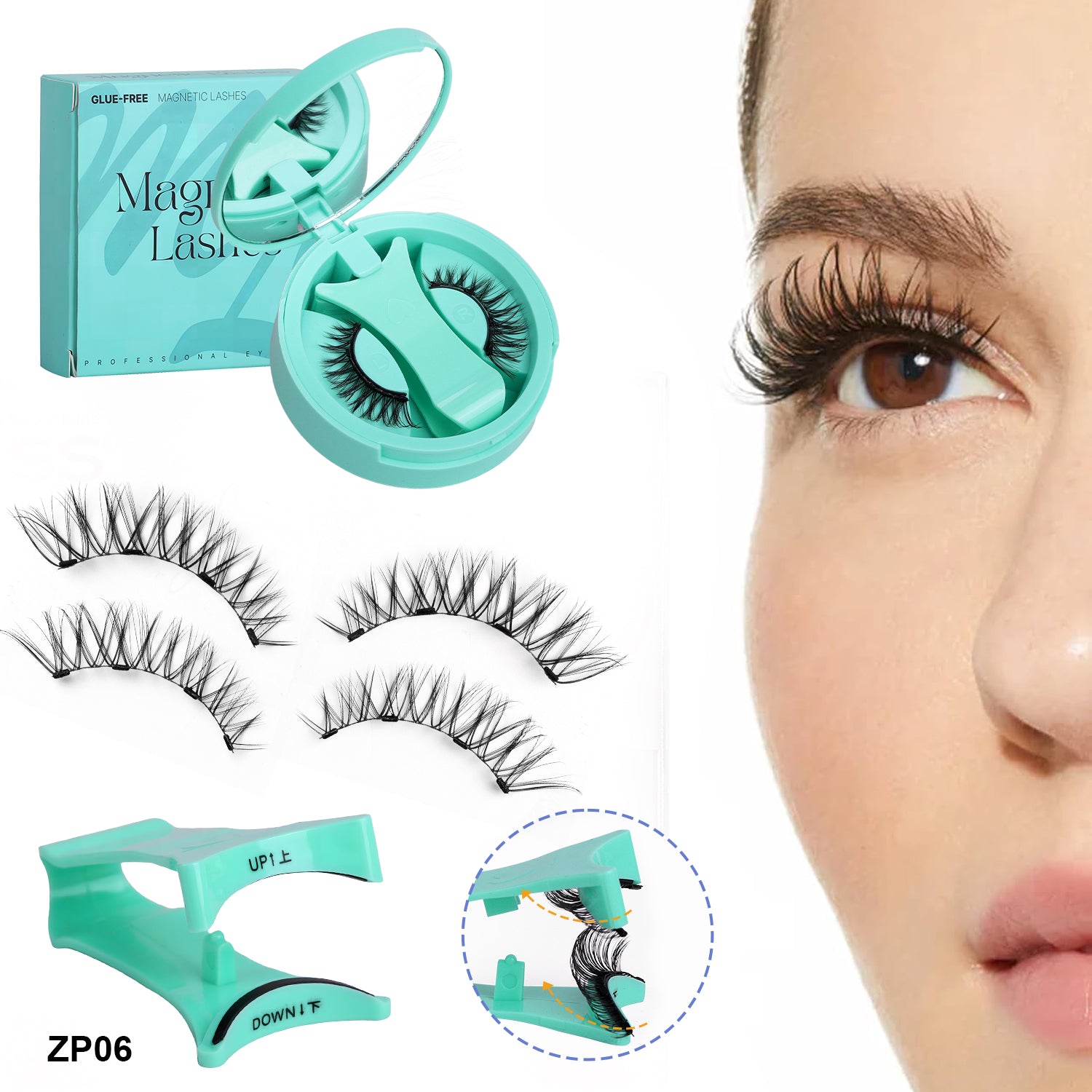 Magnetische Wimpern ZP06 Leichtes Glamour, 2 Sets